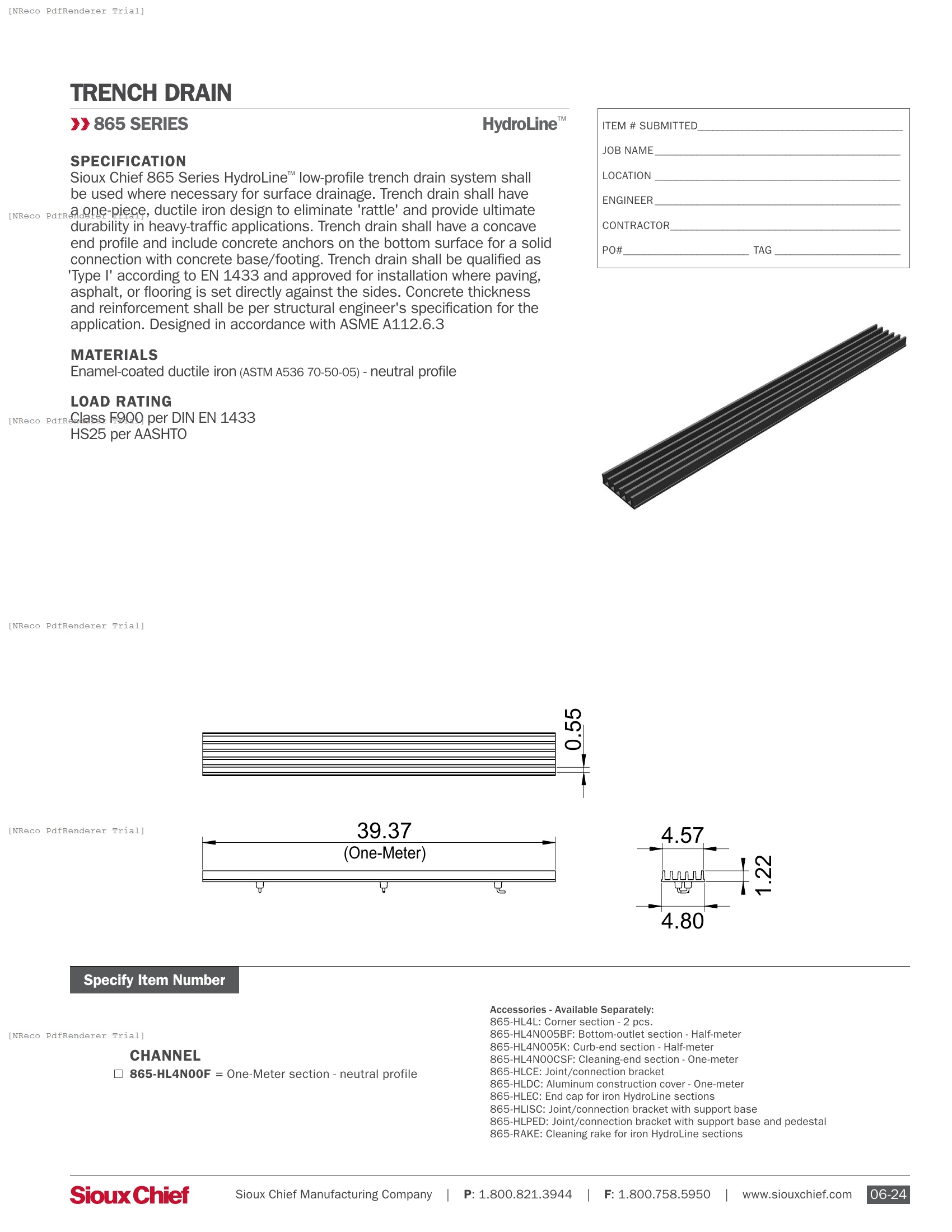 865 SERIES - HYDROLINE DUCTILE IRON SYSTEM - SPEC SHEET.PDF Specification Document